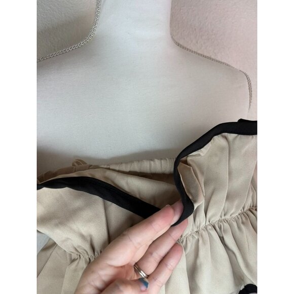 Idem Ditto women's medium tan black ruffle front strapless skirted romper dressy - Picture 3 of 9